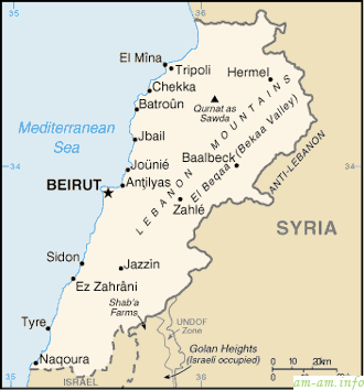 Ливан на карте